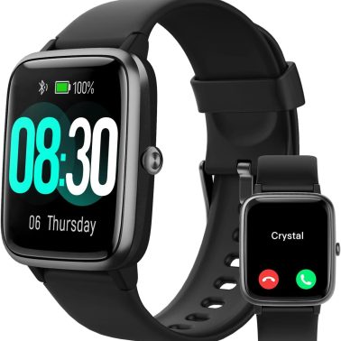 GRV Smart Watch for iOS and Android Phones (Answer/Make Calls), Watches for Men Women IP68 Waterproof Smartwatch Fitness Tracker Watch with Heart Rate/Sleep Monitor Steps Calories Counter (Black)