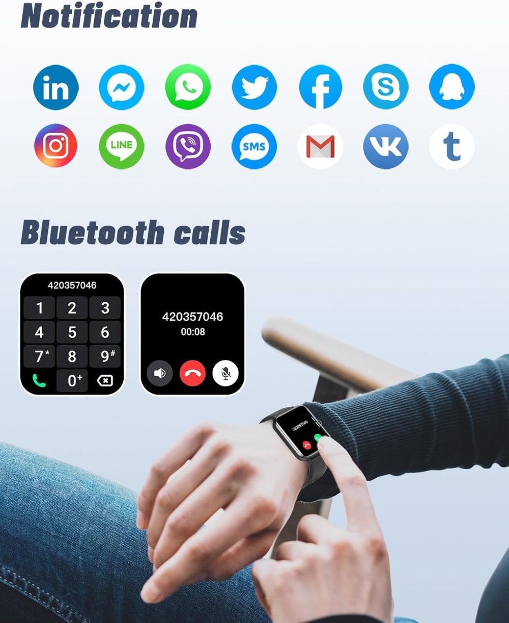 GRV Smart Watch for iOS and Android Phones (Answer/Make Calls), Watches for Men Women IP68 Waterproof Smartwatch Fitness Tracker Watch with Heart Rate/Sleep Monitor Steps Calories Counter (Black) - Image 2