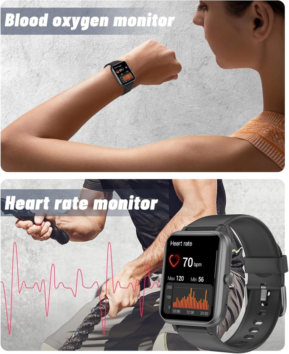 GRV Smart Watch for iOS and Android Phones (Answer/Make Calls), Watches for Men Women IP68 Waterproof Smartwatch Fitness Tracker Watch with Heart Rate/Sleep Monitor Steps Calories Counter (Black) - Image 4