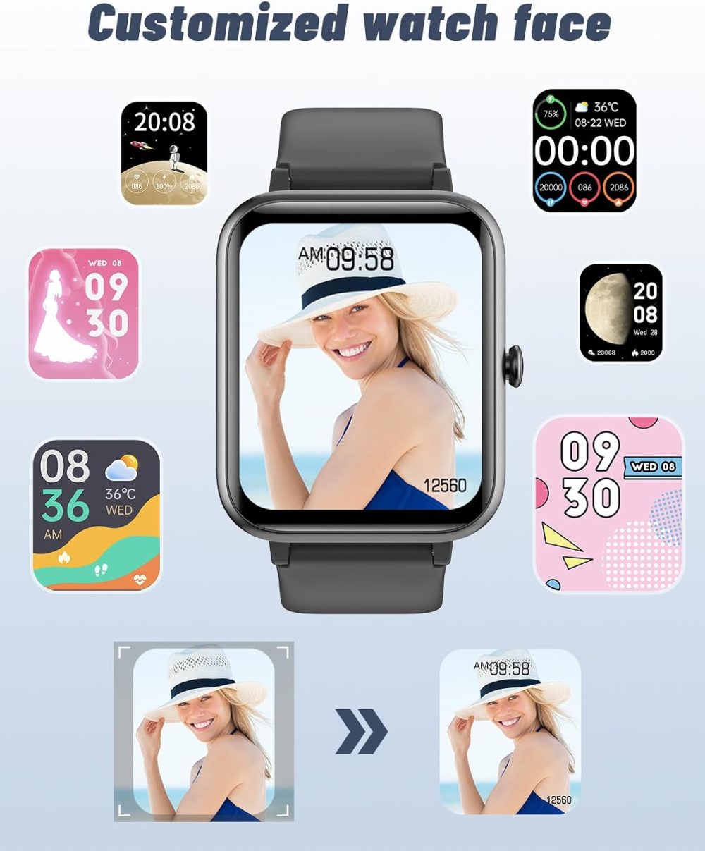 GRV Smart Watch for iOS and Android Phones (Answer/Make Calls), Watches for Men Women IP68 Waterproof Smartwatch Fitness Tracker Watch with Heart Rate/Sleep Monitor Steps Calories Counter (Black) - Image 6