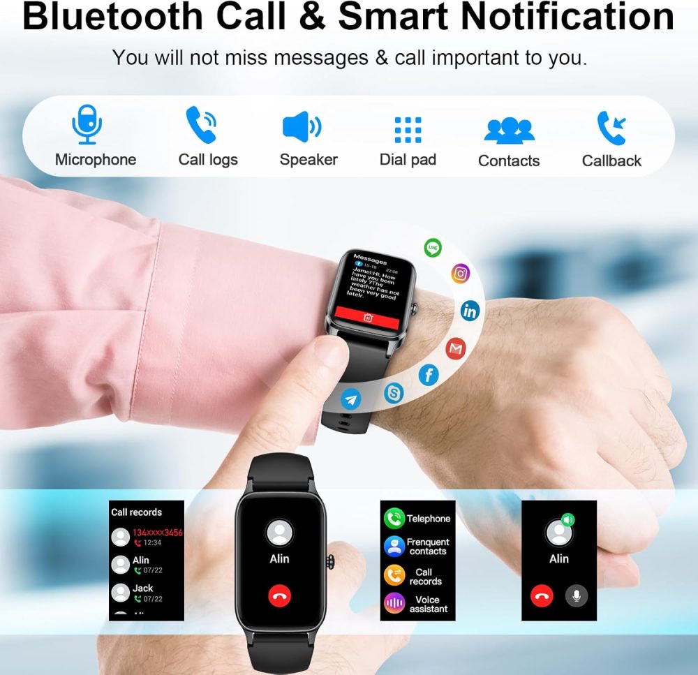 Smart Watch(Answer/Make Call), 2025 Fitness Activity Tracker for Men Women, 1.57” Smartwatch with Heart Rate/Sleep Monitor/Pedometer/Calories/113 Sports, IP68 Waterproof Fitness Watch for Android iOS - Image 3
